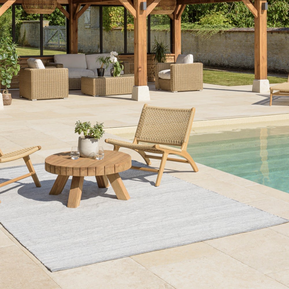MACABANE Tapis d extérieur rectangulaire 160x230cm gris et blanc Gris 230x0x160cm