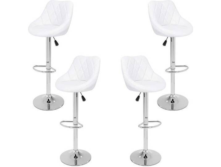 Tabourets de bar JEOBEST® - Lot de 4 - Dossier rembourré - Blanc