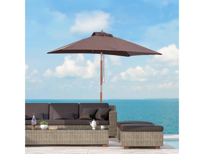 Outsunny Parasol Rectangulaire Bois Chocolat 2x1,5x2,3m