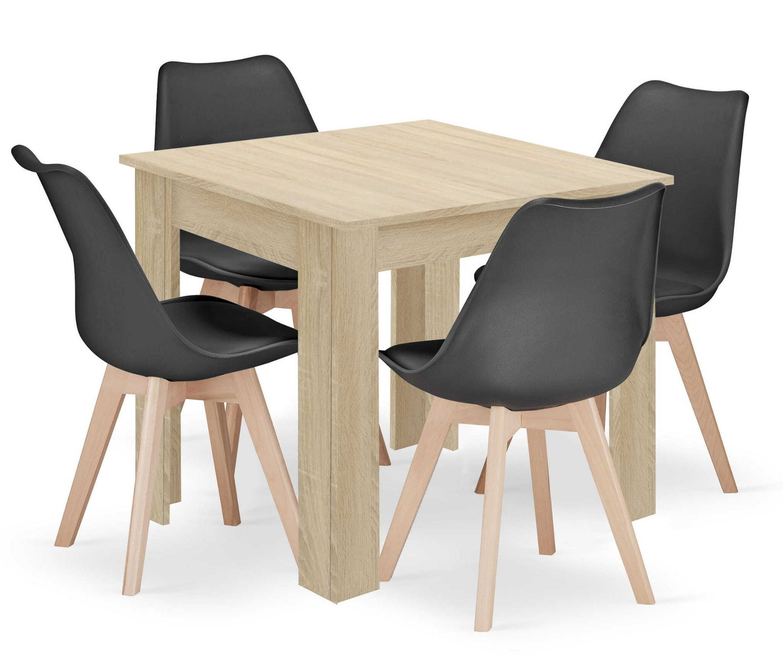 Leobert Mark Set Repas 5-delig - Eikenhout Sonoma/Zwart - B/D/H: 80 x 80 x 81 cm