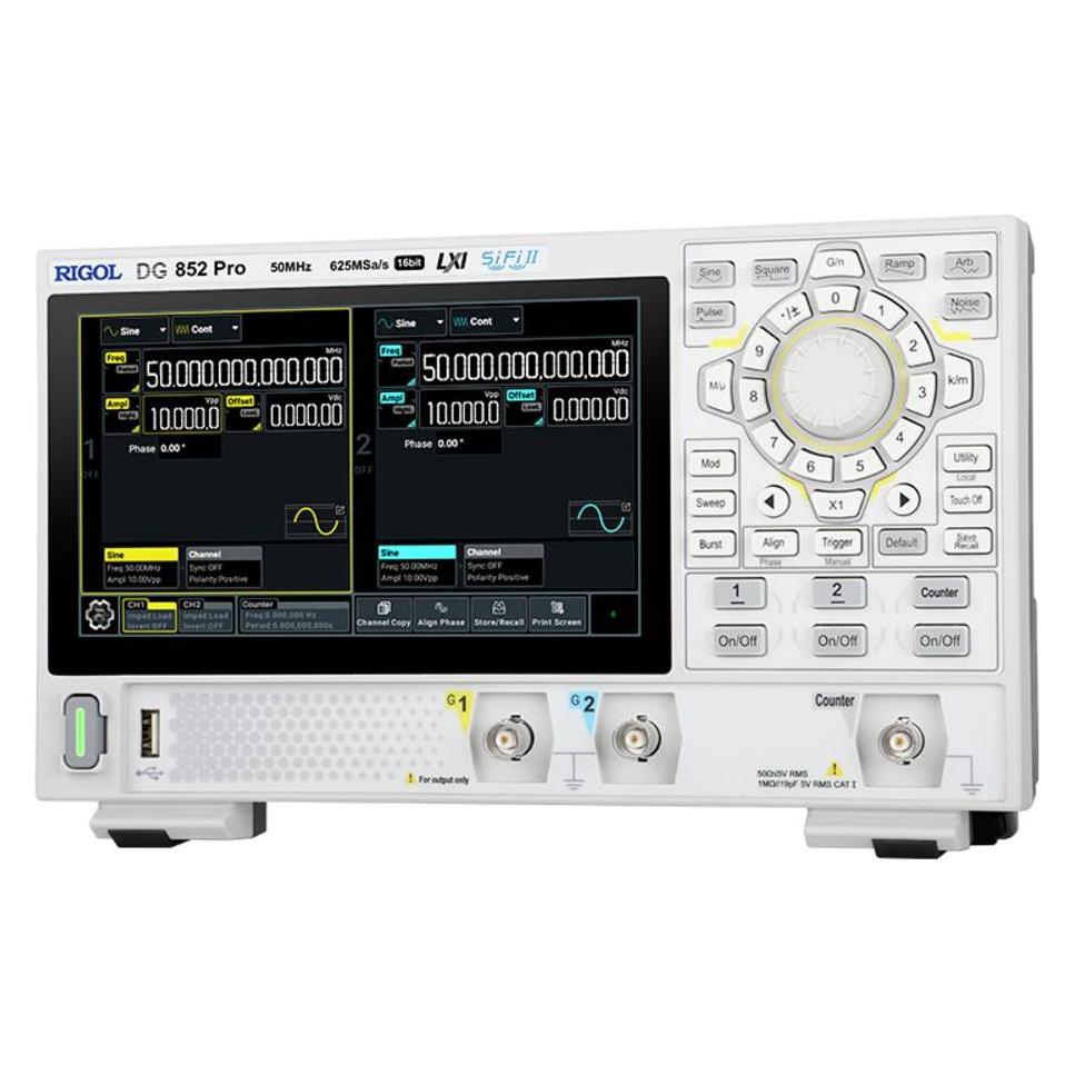 Rigol DG852 Pro Funktionsgenerator netzbetrieben 1 µHz - 50MHz 2-Kanal Sinus, Rechteck, Rampe, Puls (DG852 Pro)
