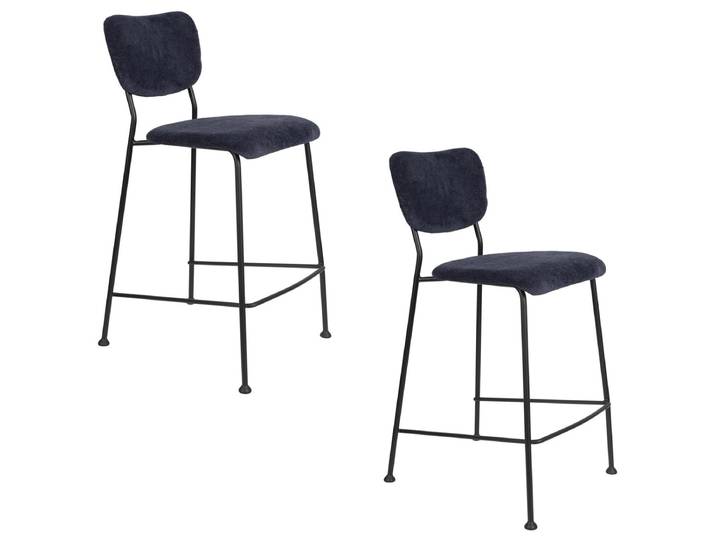 Barhocker Benson Dark 2er-Set – aus Cord in Blau - Blau - Stoff - Luxusbetten24