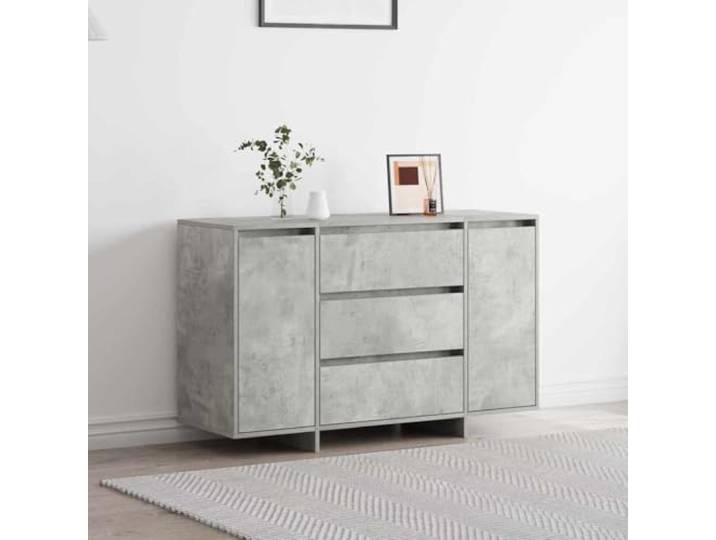Jkghdrt Sideboard Beton Grau 120 x 41 x 75 cm Holzwerkstoff Kommode Moderner Stauraum, Regalbretter und Schubladen, Scharnier-Türen, robuste Konstruktion, vielseitig einsetzbar