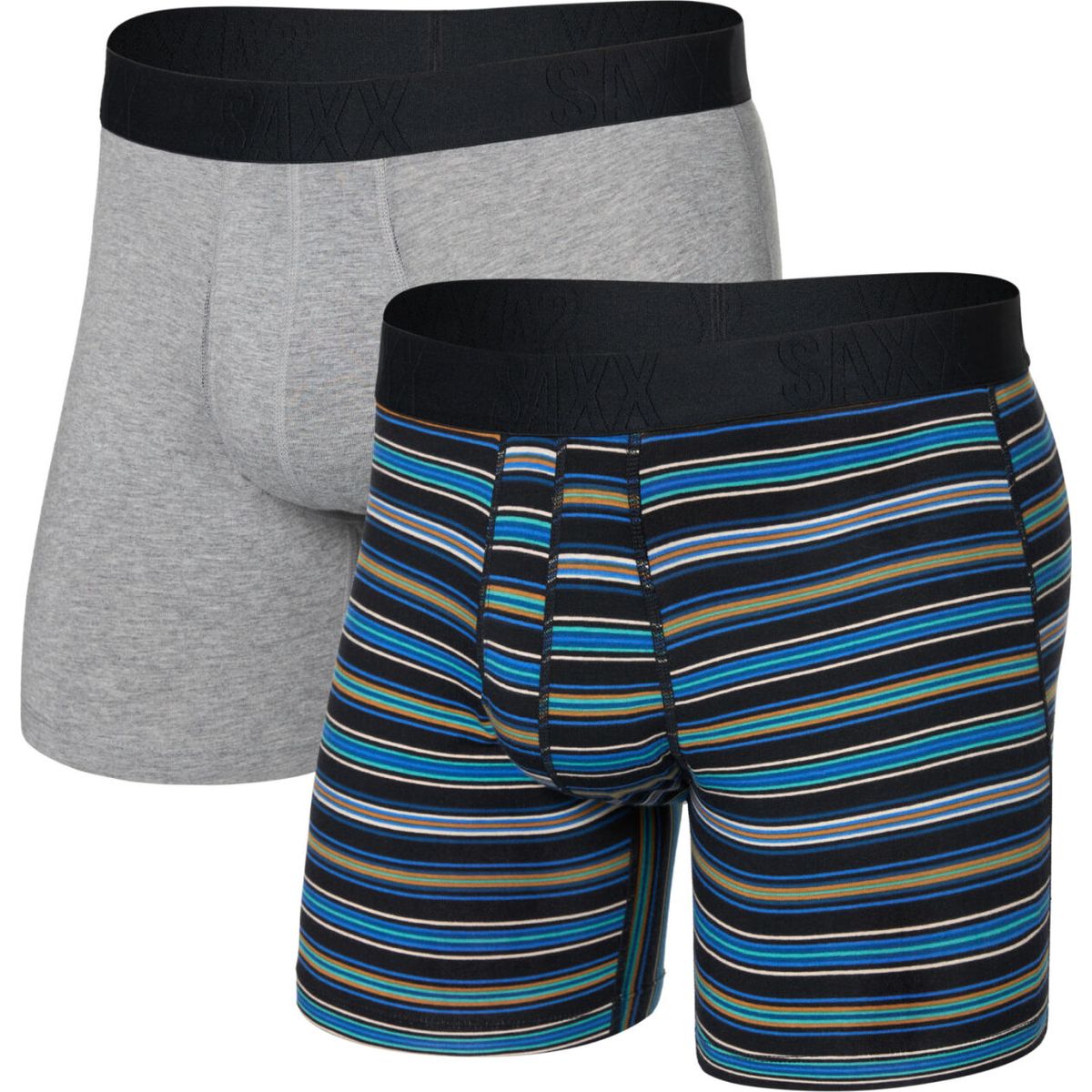 Saxx Droptemp Cooling Cotton Boxer Brief FLY 2PK vivid stripe/dk grey hthr (VSD) M SXPP2C-VSD-M
