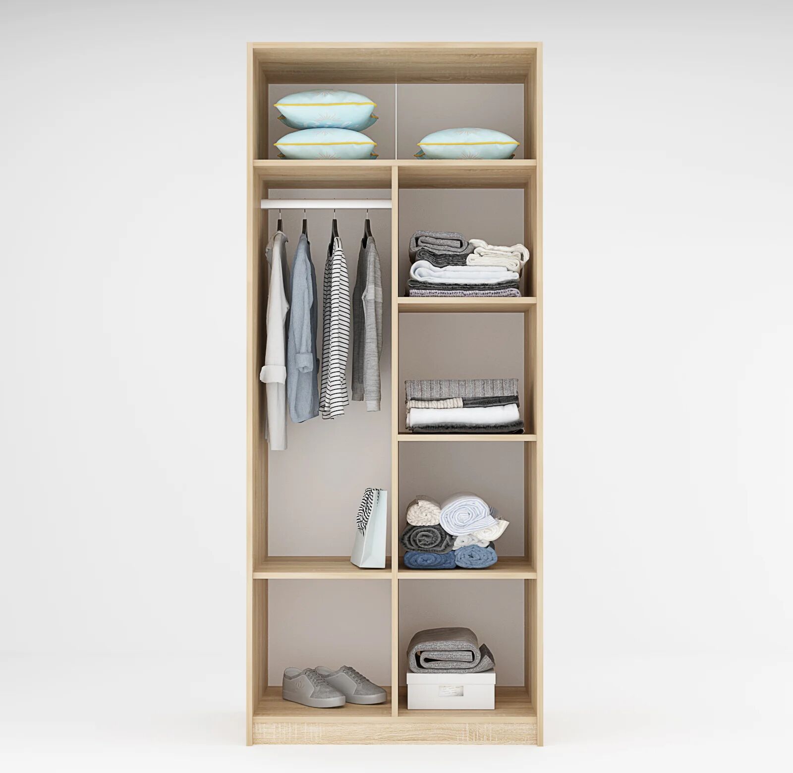 garneroarredamenti Armadio 80x190h cm cameretta rovere antracite bianco Chiaretto