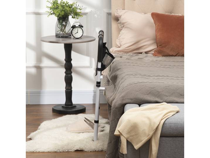 HOMCOM Barre d'Appui Lit Réglable 5 Hauteurs Blanc Noir