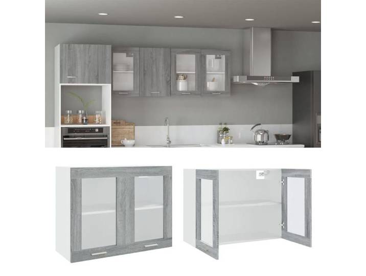 Vitrine suspendue  Lyon  Gris Sonoma 80 x 31 x 60 cm Bois d'ingénierie 815595