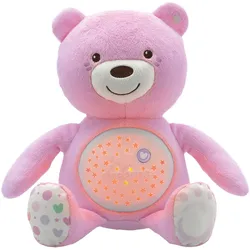 Chicco Kuscheltier Baby Bär mit Lichtprojektion, rosa