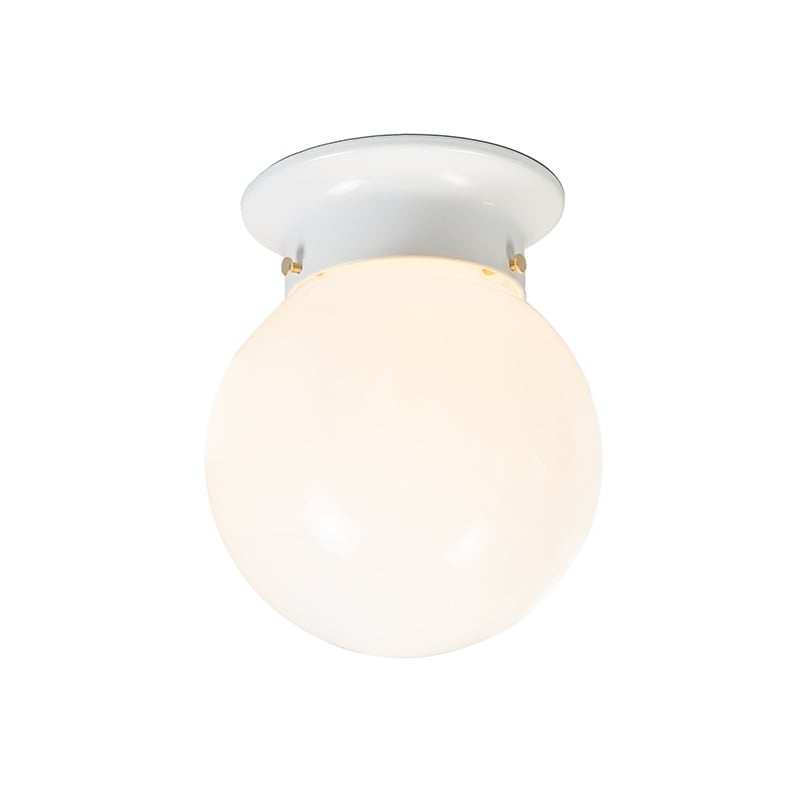Qazqa Retro plafondlamp met wit opaal glas en koepelvorm