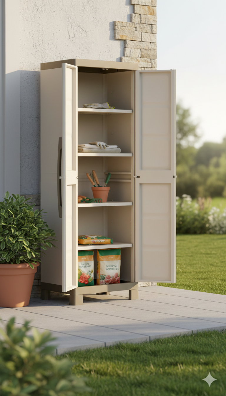 keter Armadio da Esterno 4 Ripiani 65x45x182H cm in Plastica Excellence Alto Beige/Tortora...