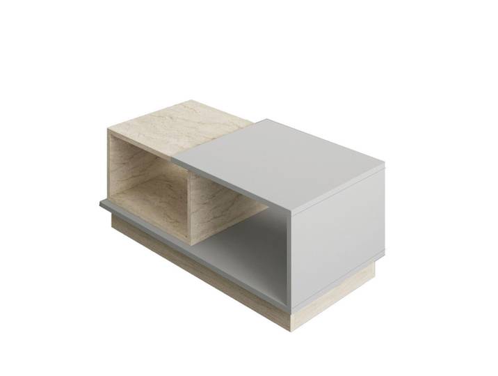Livetastic Couchtisch, Grau, Beige, Travertinoptik, Sockel, 45x36x90 cm, einfacher Aufbau, Wohnzimmer, Wohnzimmertische, Couchtische