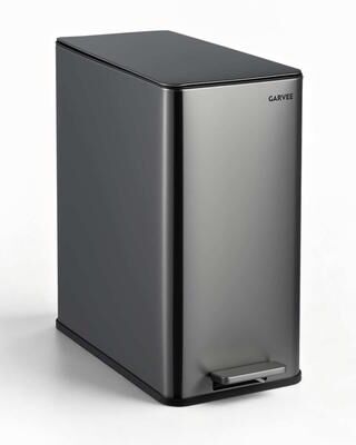 Garvee Slim 4 Gallon Stainless Steel Step Trash Can with Soft Close Lid, Removable Inner Bucket, Odor Control, Space-Saving