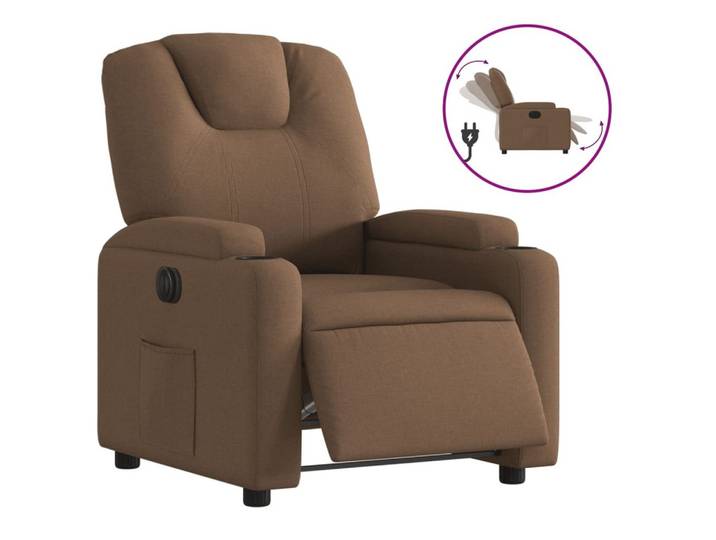 furnicato Relaxsessel Elektrischer Fernsehsessel 74x88x97 cm Braun, Elektrischer Relaxsessel mit Becherhaltern und Seitentasche