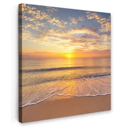 LEINWANDBILD Strand - Sonnenuntergang - Meer Deko Wohnzimmer 20x20 cm