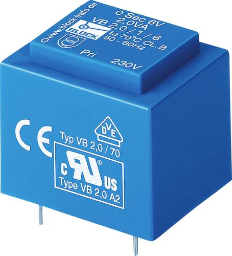 Block VB 3,2/2/9 Printtransformator 1 x 230V 2 x 9 V/AC 3.2 VA 177mA