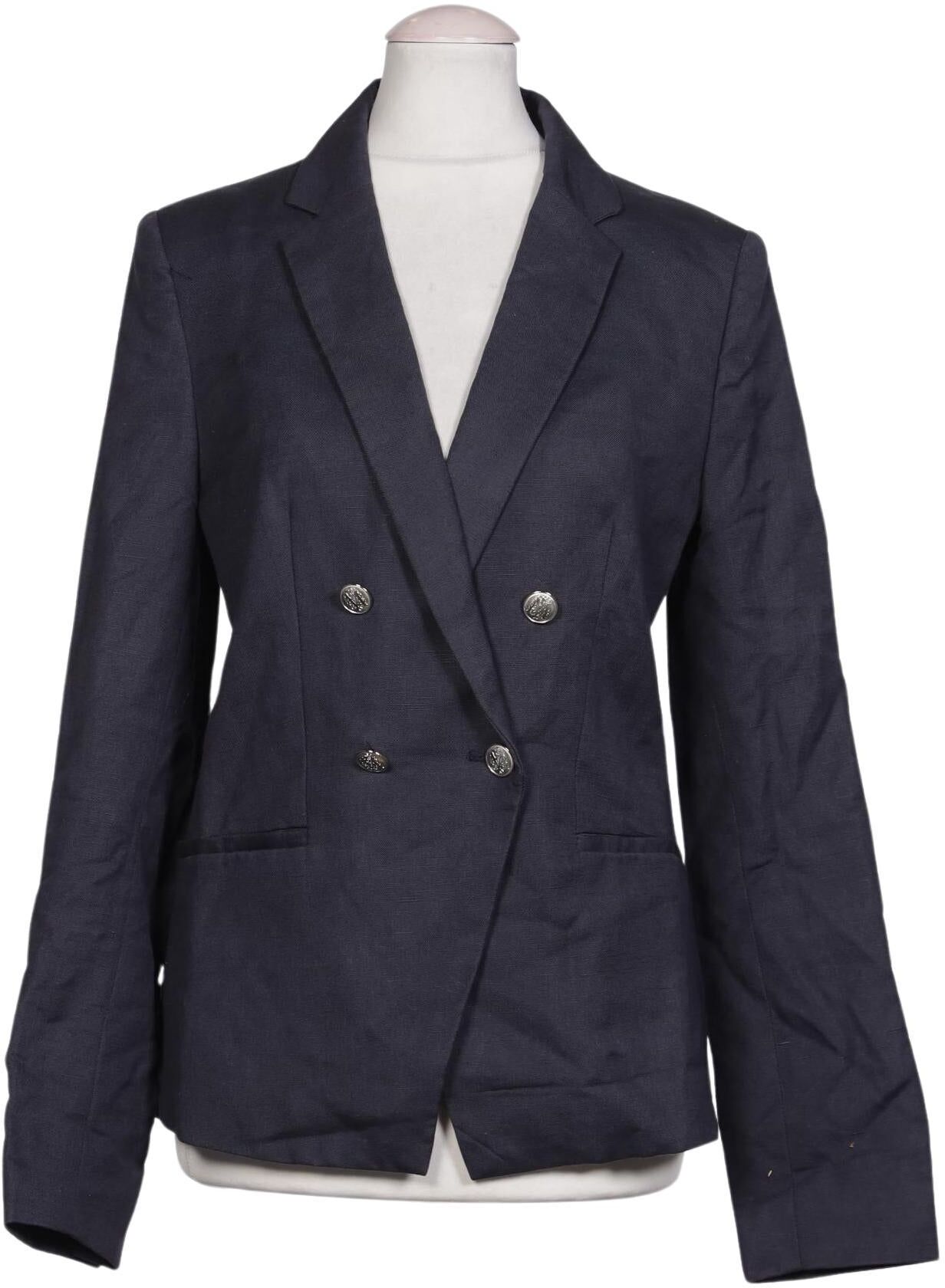 Mango Damen Blazer, Marineblau, Gr. S, Baumwolle / Leinen / Viskose - Second Hand
