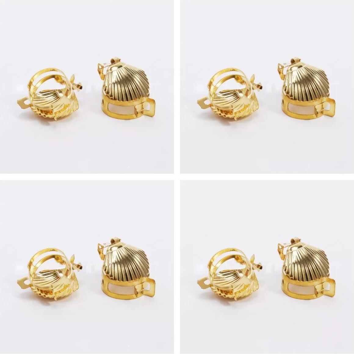 INF Verstellbarer Muschel-Kerzenlöscher automatisch - 4er Set, Docht-Flammenstopper aus Metall Gold