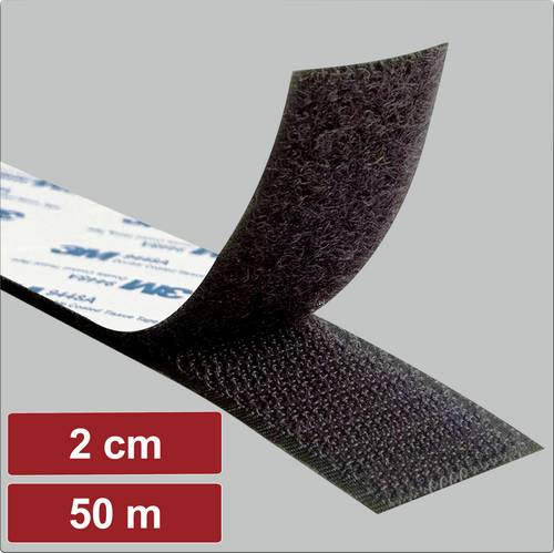 Electronic Garage EG25CA134 Klettband zum Aufkleben Haft- und Flauschteil (L x B) 50m x 2cm Schwarz 50m