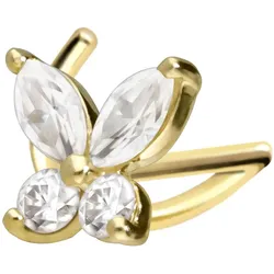 14/18 Karat Gold Nasenstecker Spirale MOISSANIT-SCHMETTERLING