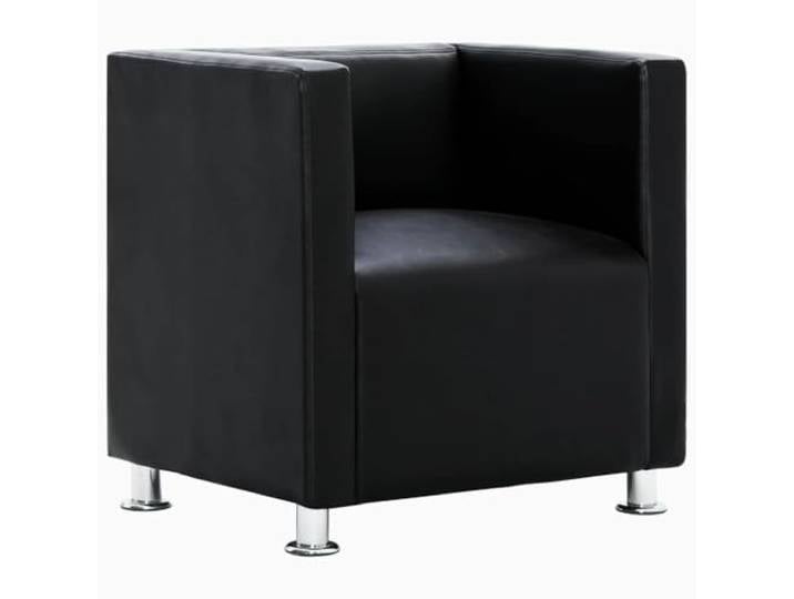 GHVBNMF Clubsessel Schwarz Kunstleder mit Metallbeinen 71x54x69 cm Kompakter Polstersessel als elegante Sitzgelegenheit für Wohnzimmer, Café, Lounge und Empfangsbereich.