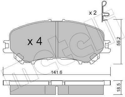 Metelli Bremsbelagsatz, Scheibenbremse 22-1010-0 Für Nissan Renault