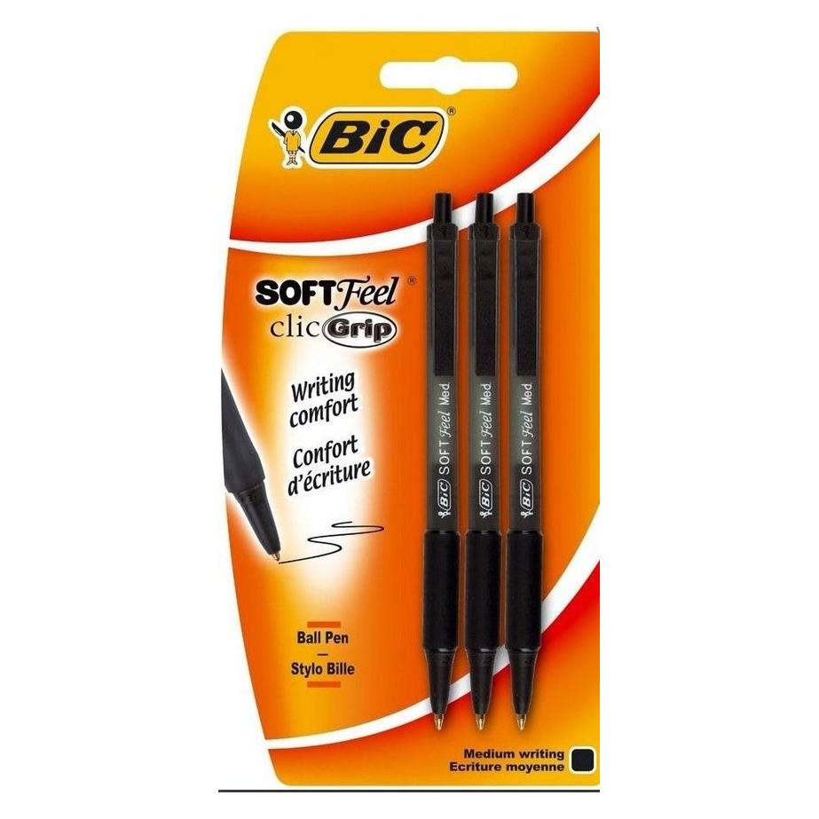 Bic Kugelschreiber Soft Feel schwarz 8373952 (3x) (8373952)