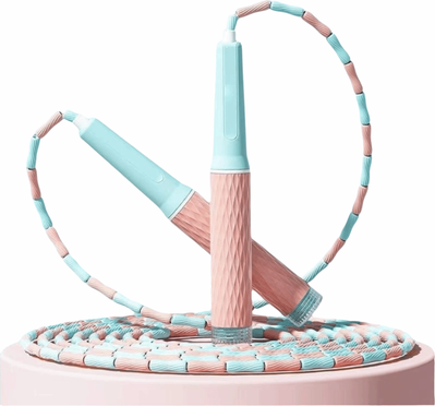 Market Central Adjustable Bamboo Stem Jump Rope With Soft Beads For Fitness Training And Beginners pink
