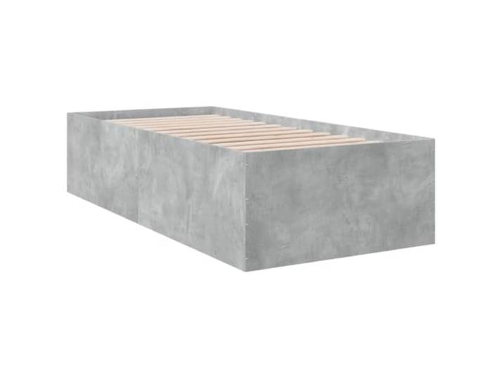 KTHLBRH Bettgestell Grau Zement 75 x 190 cm aus mehrschichtigem Holz Lattenrost inklusive, atmungsaktive Unterstützung, modernes Design, einfache Montage