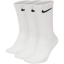 NIKE Unisex 3er Pack Sportsocken - Everyday, Cotton Lightweight Crew, einfarbig Weiß / 46-50