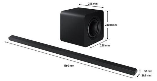 Samsung HW-S810D, 3.1.2 Kanäle, Dolby Atmos, Dolby Digital Plus, Dolby TrueHD, Adaptiv, Game Pro, Nacht, Standard, Surround Sound Erweiterung, Kabellos, Schwarz, Titan, AAC, AIFF, ALAC, FLAC, MP3, OGG, WAV