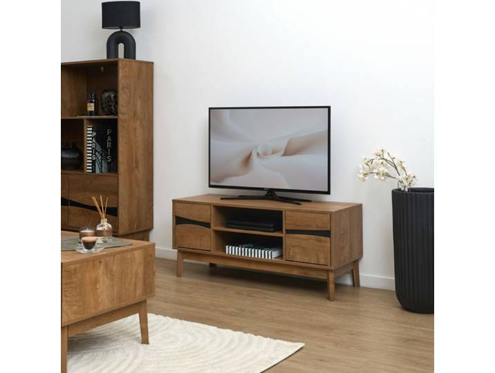 Meuble TV - HOME DECO FACTORY - Forest - Design Chaleureux - Marron et Noir