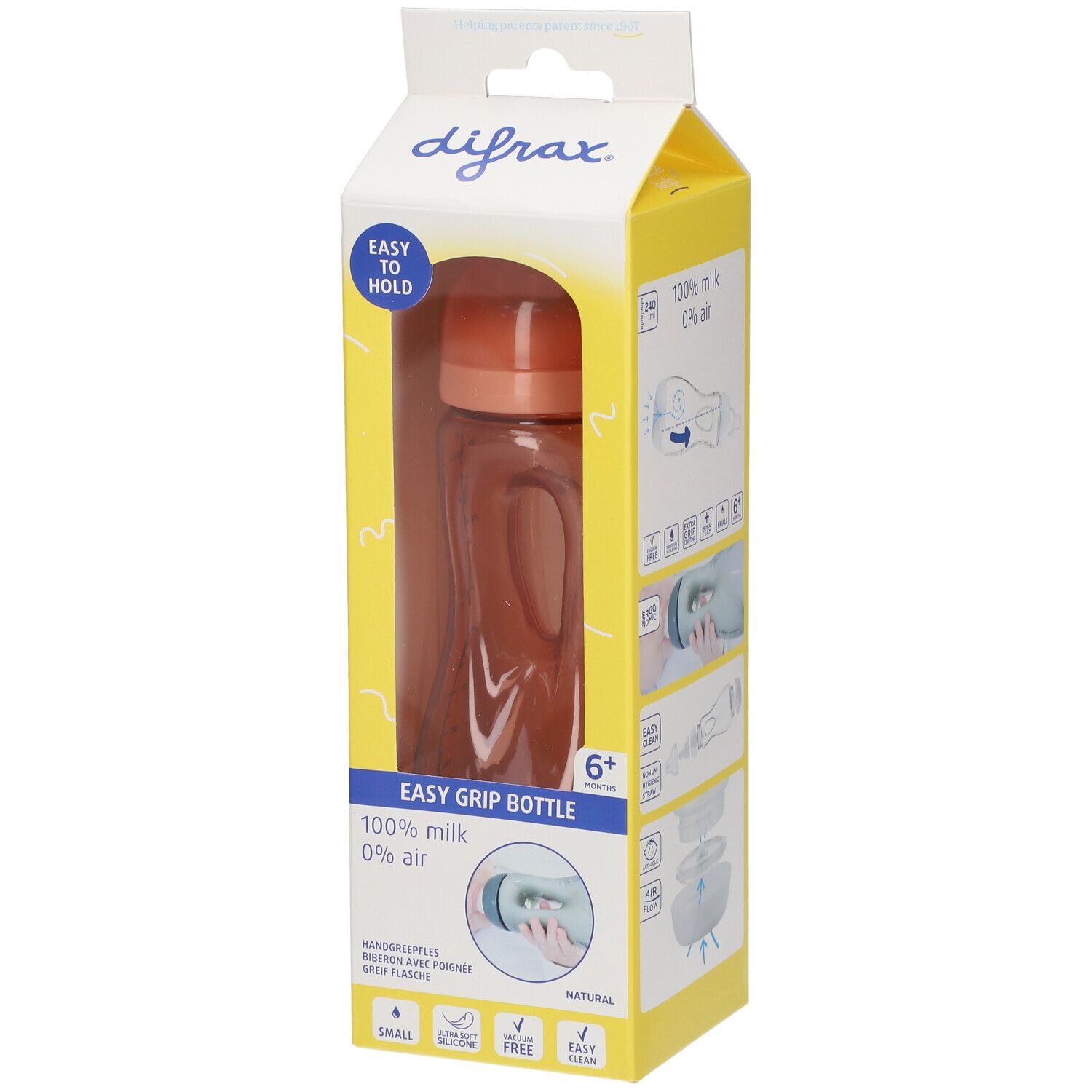 Difrax Handgreep Babyfles Peachy 240 ml Flaschen