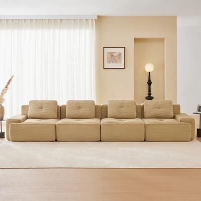 TOP_RATED 153 Inch 4-Seater Modular Sectional Sofa with Deep Seat Camel