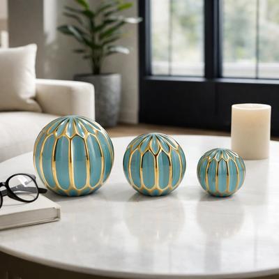 Sagebrook Home Accented Abstract Modern Coastal Decorative Orbs Set of 3