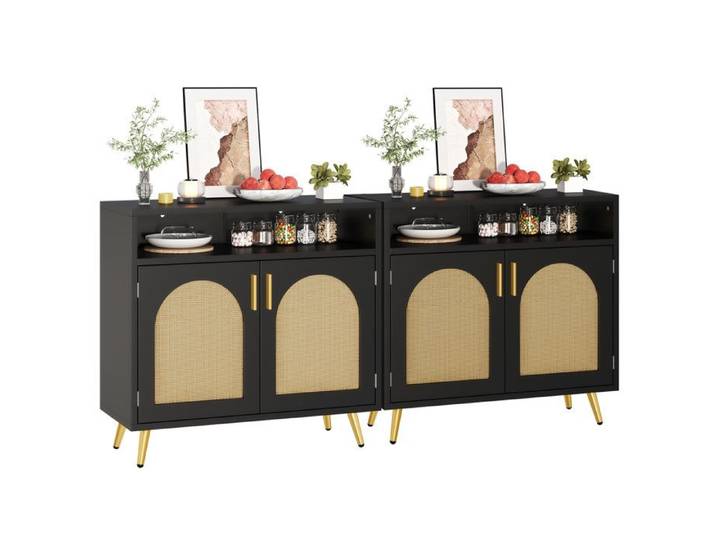 Buffet de rangement BALCONERA avec décoration en rotin 35P x 80L x 75H
