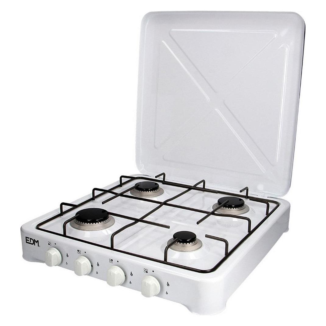 EDM 4-Pits Gaskooktoestel - Camping - Wit - 50x50x12cm (7422) (7422)