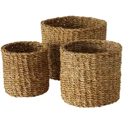 Boltze Körbe aus Seegras Sophy, 3 tlg, 16/18/20 cm, Ø 17/21/25 cm
