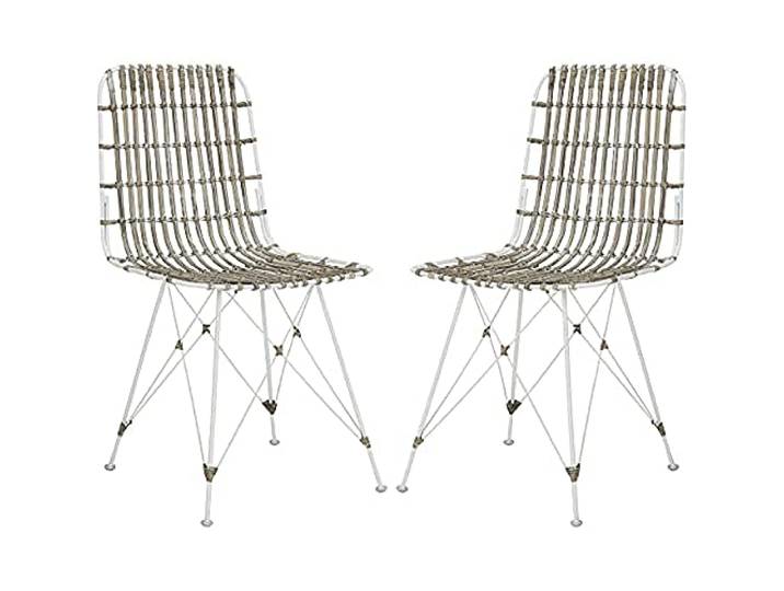 Safavieh Otto Dining Stuhl (2er-Set), Rattan, Weiß,50 X 45 X 85.59 cm