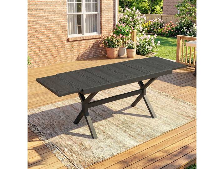 Outsunny Table Extensible Aluminium 8-10 Pers. Effet Bois Gris