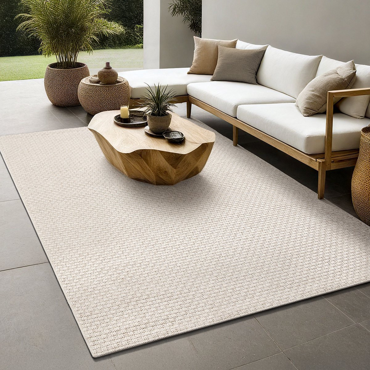 the carpet Maldives Buitenkleed in Boho- en Vintage-stijl, Beige, 160 x 230 cm