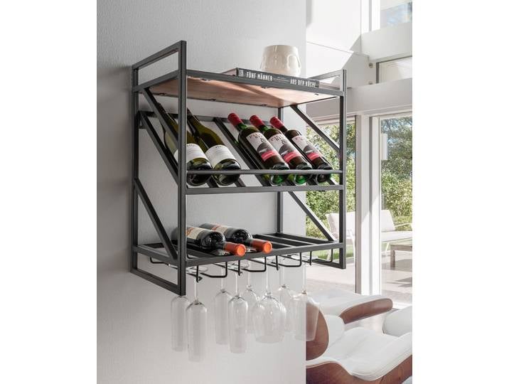 Flaschenregal für 6 Flaschen/Gläser 'Vino 8' Metall schwarz