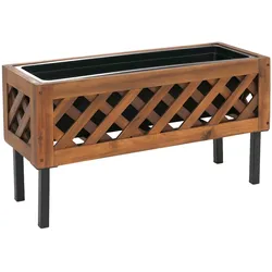 Mendler Pflanzkasten HWC-P86, Blumen-/Pflanzkübel Blumenkasten, In-/Outdoor Akazie Holz FSC®-zertifiziert 35x64x24cm ~ braun
