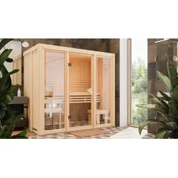 Karibu Sauna "View 2" SET naturbelassen 3,6kW Ofen finnisch