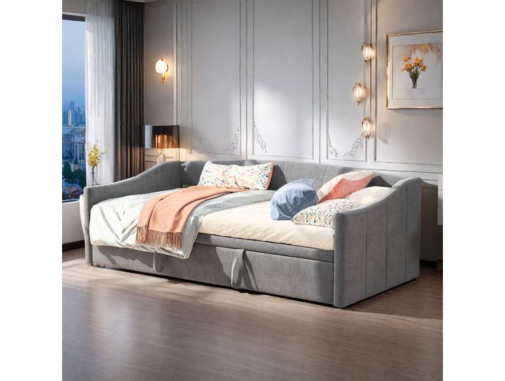 Rosahqnda 90/180x200 cm canapé-lit pliant lit simple lit de repos rembourré avec lit gigogne sans matelas