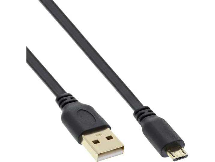 InLine Micro-USB 2.0 platte kabel - USB-A stekker aan Micro-B stekker - 2m, 31720F