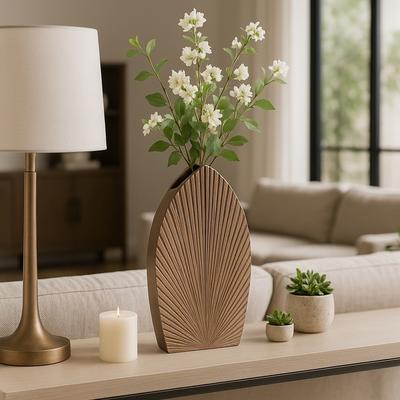 Sagebrook Home Metal Textured Decorative Vase - Champagne