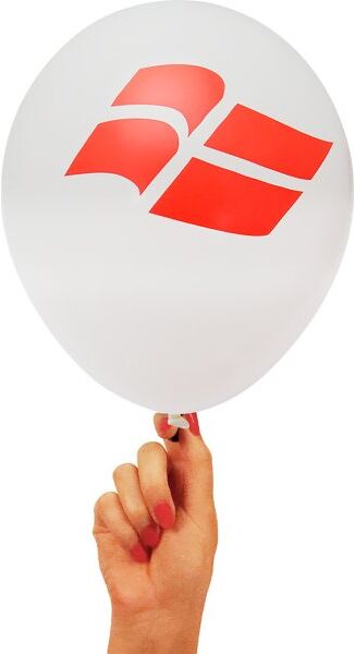 No-Name Ballon, Hvid Med Flag, Dannebrog, 25 Cm, 6 Stk.
