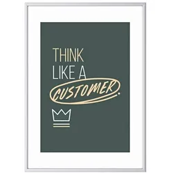 Paperflow Wandbild A3 »Think like a customer« Rahmen silbern silber, 30.5x42.7x0.9 cm