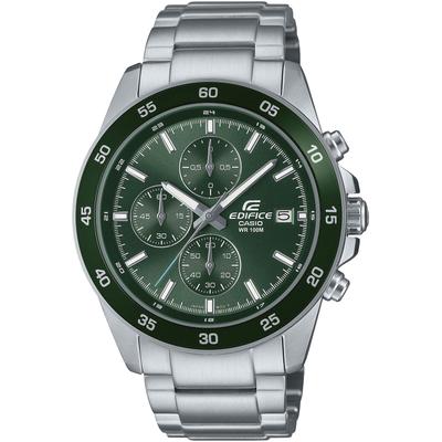 Chronograph CASIO EDIFICE, silber (grün, edelstahlfarben), Armbanduhren, Herren, Chronograph, Quarzuhr,Armbanduhr,Herrenuhr, bis 10 bar wasserdicht, Edeltahlarmband