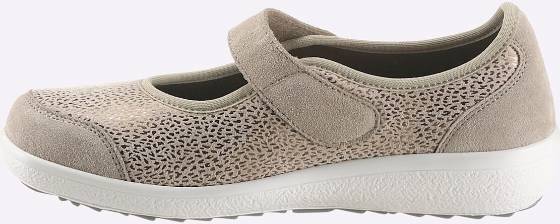 Hausschuh VAROMED, Damen, Gr. 8/9, beige, Textil, Veloursleder, Schuhe Hausschuh beige 8/9